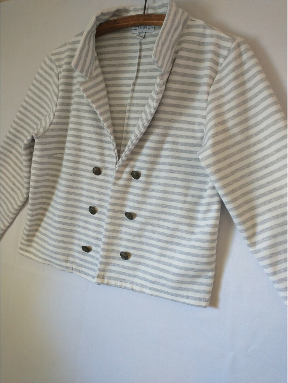 Cotton On  Short Cardigan  White/Gray Striped